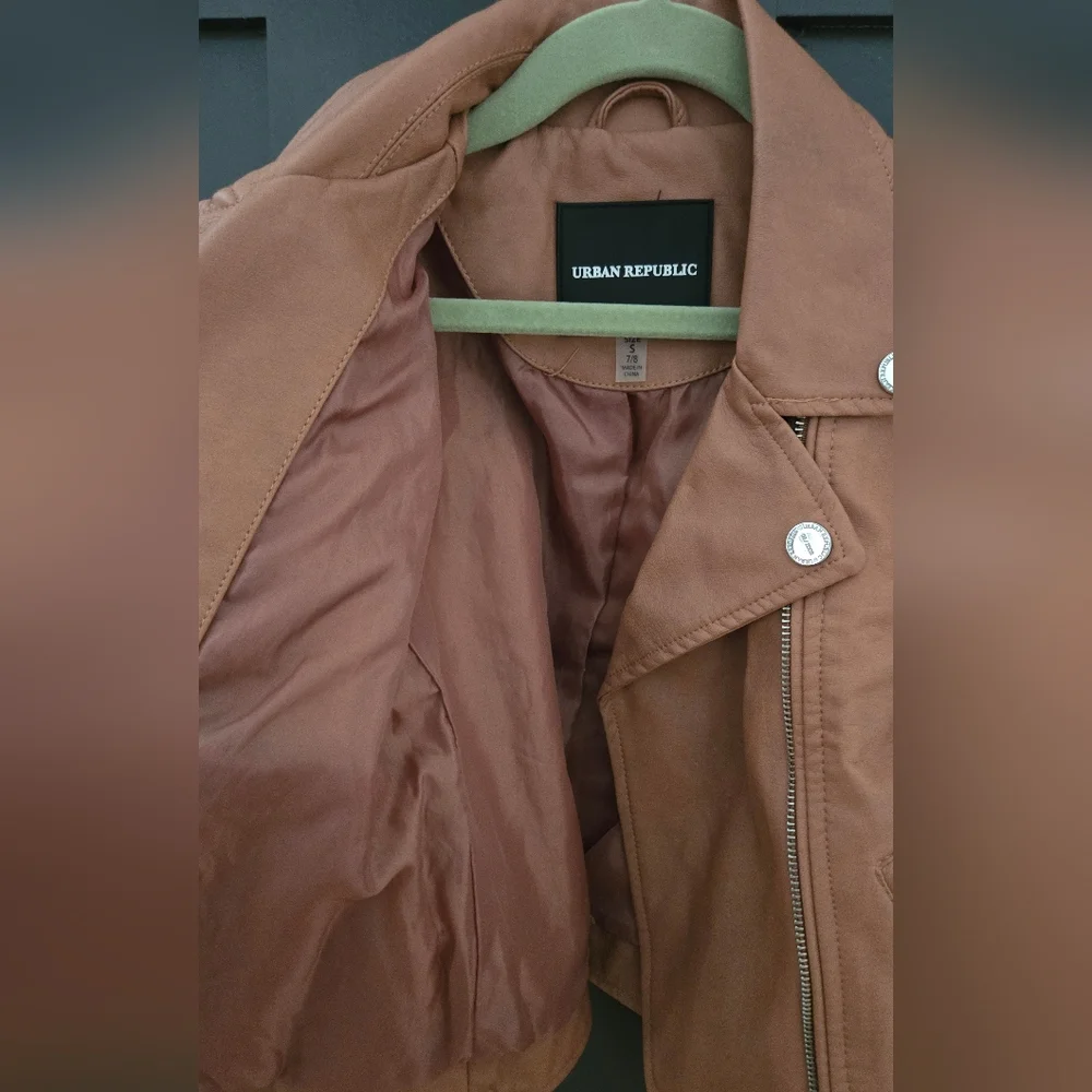 Urban Republic Kids' Peach/Tan Faux Leather Moto Jacket